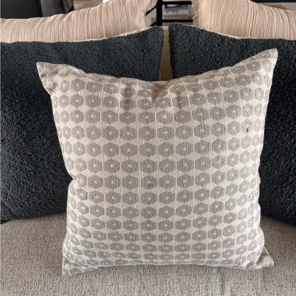 Neutral Patterned Decorative Throw Pillow - Beige and Gray